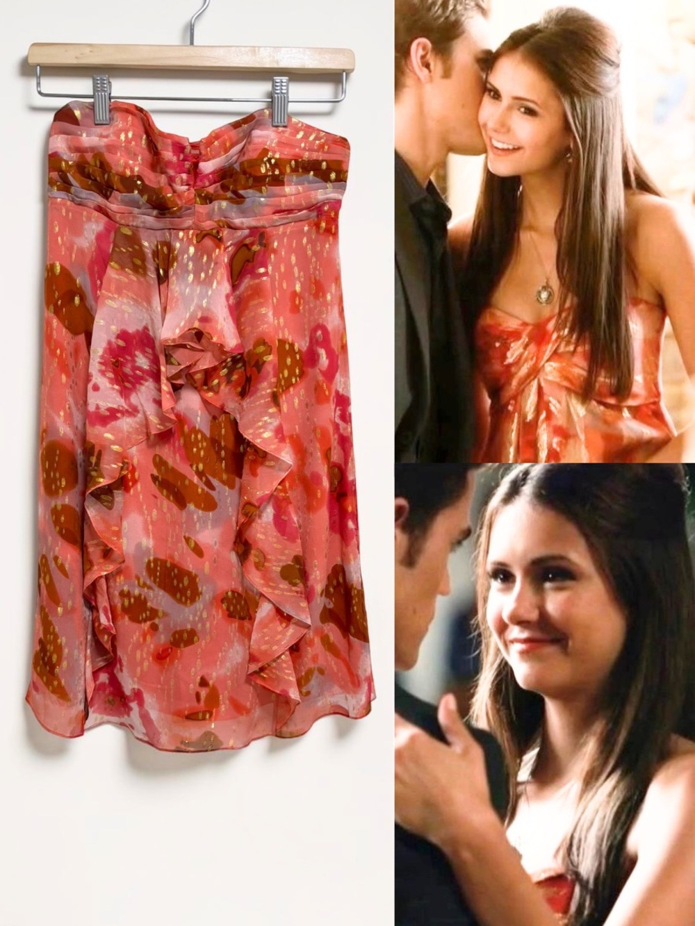 RARE Strapless Dress ASO Elena Gilbert The Vampire Diaries Lava Alt Y2K Size 2 - Picture 2 of 10